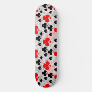 Red Black Clover Club Abstraktes Muster Skateboard
