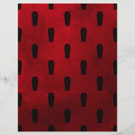 Red & Black Coffins Halloween Scrapbook Paper