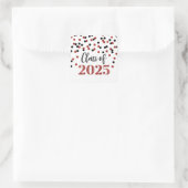 Red Black Confetti Abschluss 2025 Quadratischer Aufkleber (Tasche)