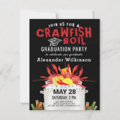 Red Black Crawfish Boil Abschluss GRILLEN Party Einladung (Vorderseite)