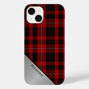 Red & Black Cunningham Kariert & Aluminium Look Case-Mate iPhone 14 Hülle