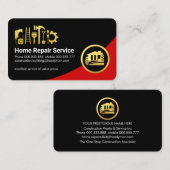 Red Black Curve Construction Builder Visitenkarte (Vorne/Hinten)