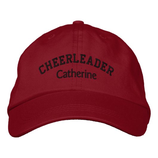 Red & Black Custom Cheerleader Bestickte Kappe (Vorderseite)