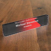 Red Black Customize Name & Title Professionals Namensplakette (Seite)