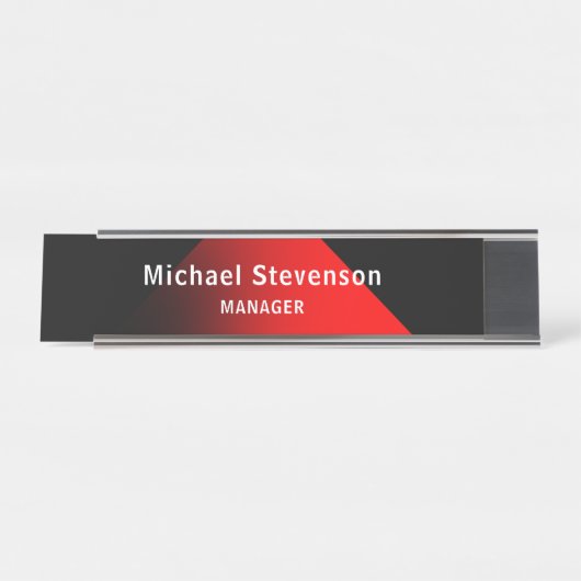 Red Black Customize Name & Title Professionals Schreibtischnamensplakette (Vorderseite )