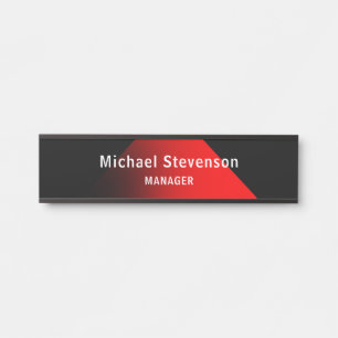 Red Black Customize Name & Title Professionals Türschild