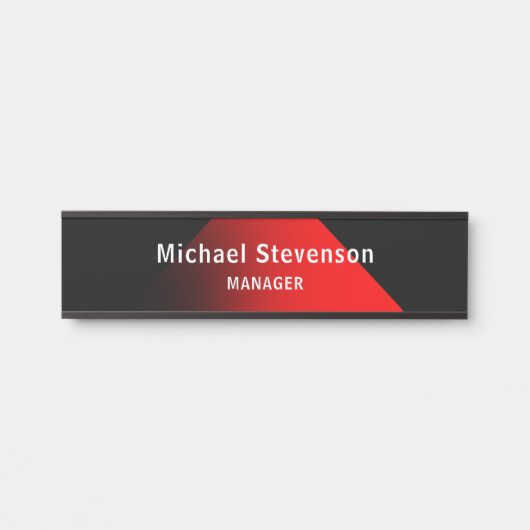 Red Black Customize Name & Title Professionals Türschild (Vorderseite )