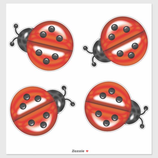 Red Black Cute Ladybugs Aufkleber (Blatt)