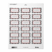 Red & Black Damask #4 Dots Shipping Adressaufkleber (Vorne)