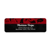 Red Black Damask Custom Business Rücksendeadresse (Vorne)