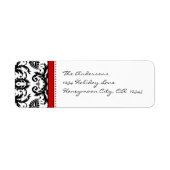 Red & Black Damask Dots Adressenmarkierungen (Vorne)