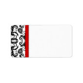 Red & Black Damask Dots Adressenmarkierungen Adressaufkleber (Vorne)