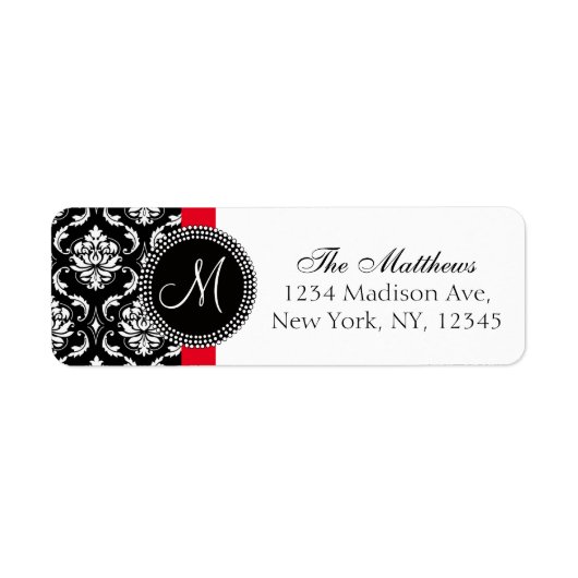 Red Black Damask Elegant Monogram Wedding (Vorne)