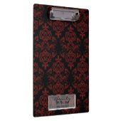 Red Black Damask Elegantes Chic Glam Personalisier Klemmbrett (Rechts)