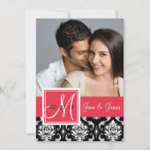 Red Black Damask Foto Save the Date (Vorderseite)