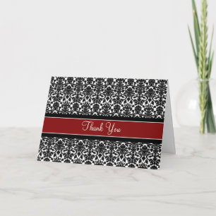 Red Black Damask Geburtstagsparty Danke Karte