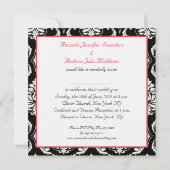 Red Black Damask Names Wedding Einladung (Rückseite)