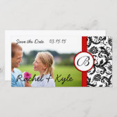 Red & Black Damask Save the Date Ihr Foto (Vorne/Hinten)