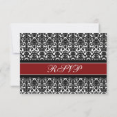 Red Black Damask UAWG Wedding Card RSVP Karte (Rückseite)