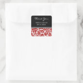 Red Black Damask Vielen Dank Gastgeschenk Hochzeit Quadratischer Aufkleber (Tasche)