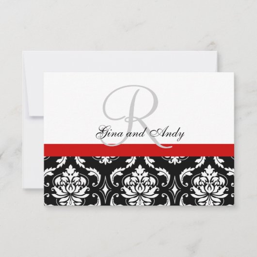Red Black Damask Wedding UAWG For Square Einladung (Vorderseite)
