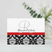 Red Black Damask Wedding UAWG For Square Einladung (Stehend Vorderseite)