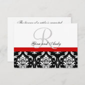 Red Black Damask Wedding UAWG For Square Einladung (Vorne/Hinten)
