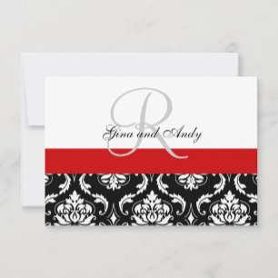 Red Black Damask Wedding UAWG For Square Einladung
