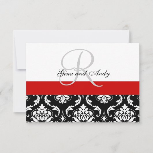 Red Black Damask Wedding UAWG For Square Einladung (Vorderseite)