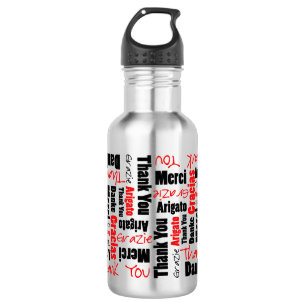 Red Black Danke Word Cloud Trinkflasche