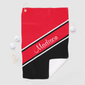 Red Black Diagonal Strip Skriptname Golfhandtuch (Insitu)