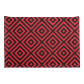 Red Black Diamond Pattern Pillowcase Kissenbezug (Rückseite-Rechts)
