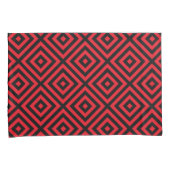 Red Black Diamond Pattern Pillowcase Kissenbezug (Vorderseite-Rechts)