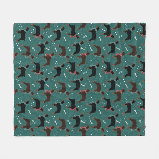 Red & Black Dobermans in Scarves Wintermuster Fleecedecke (Vorderseite (Horizontal))