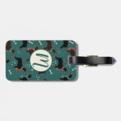 Red & Black Dobermans in Scarves Wintermuster Gepäckanhänger (Rückseite horizontal)