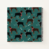 Red & Black Dobermans in Scarves Wintermuster Notizblock (Rückseite)