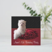 Red Black Dot Welpe 15. Geburtstag Einladung (Stehend Vorderseite)