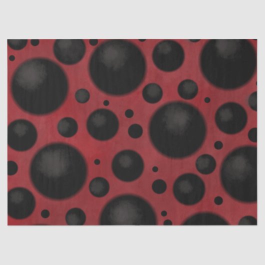 Red Black Dots Circles Funky Pattern Decoupage Seidenpapier (Vorderseite)
