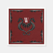 Red Black Dragon Monogram Fantasy Wedding Serviette (Vorderseite)