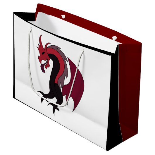 Red Black Dragon Mythical Creature Große Geschenktüte (Vorderseite Schrägansicht)