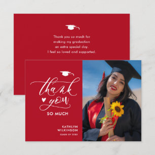 Red Black Elegant Script Minimalistischer Abschlus Dankeskarte