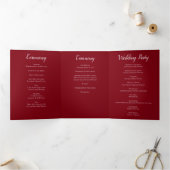 Red Black Elegante Rose Gothic Wedding Dreifach-gefaltete Programmkarte (Innenseite)