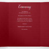 Red Black Elegante Rose Gothic Wedding Dreifach-gefaltete Programmkarte (Innenseite Mitte)