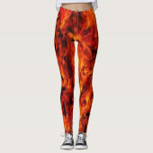 Red Black Flame Modern Chic Hipster FotoCollage Leggings (Vorderseite)