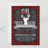 Red Black Flannel Deer Baby Dusche Einladung (Vorderseite)