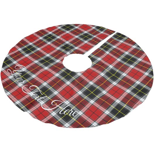 Red & Black Flannel Tartan Polyester Weihnachtsbaumdecke (Schrägansicht)