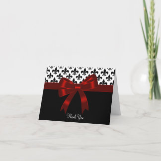 Red Black Fleur de Lis Thank You Cards Dankeskarte
