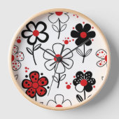 Red Black Floral Delight Uhr (Vorderseite)