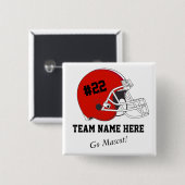 Red Black Football Helm ・ Custom Button (Vorne & Hinten)