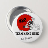 Red Black Football Helmet・ Custom Button (Vorne & Hinten)